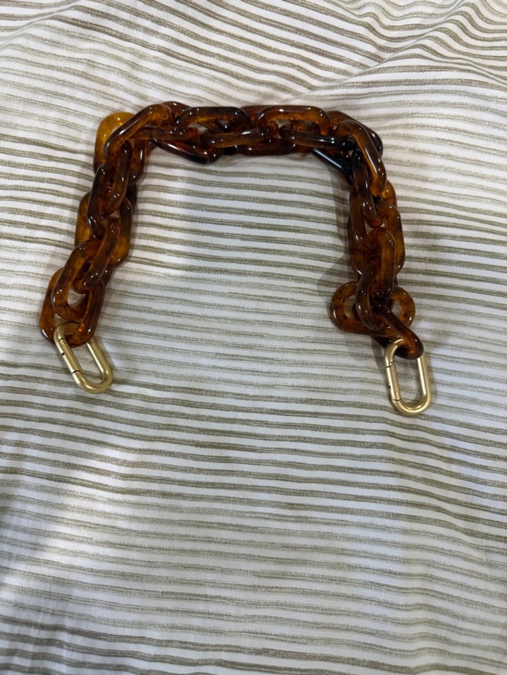 Clare V Tortoiseshell Chain Bag Strap with Gold Hardware
